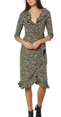 Topshop Floral Wrap Midi Dress Size US 4 - Image 1 of 4