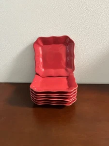Pottery Barn Cambria Red 5" Square Plates, Perfect for Holiday Appetize - Picture 1 of 7