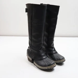 Sorel Womens 9 Slimpack Tall II Equestrian Waterproof Riding Boots Black Leather - Picture 1 of 13