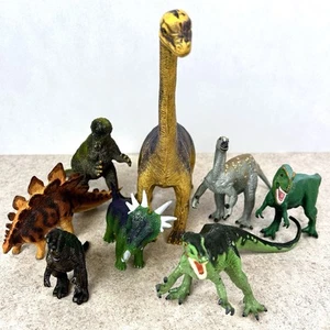 Lot Of 8 Vintage Dinosaur Toy Figures By Safari Rubber Plastic 6”- 12” Assorted - Picture 1 of 24