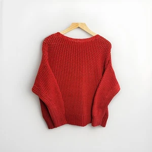 Eileen Fisher taglia media rosso cotone biologico maglia grossa oversize - Foto 1 di 10