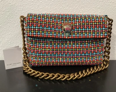 Kurt Geiger Small Rainbow Crystal Party Shoulder Bag 8.5" x 6" x 2" Synthetic - Image 1 of 4