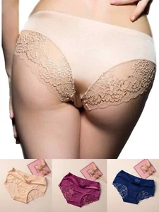 Shiny Silky Knickers Women Briefs Ladies Underwear Lace Panties Seamless Knicker - Picture 1 of 18