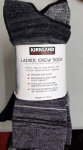6 Pair Kirkland Women's Socks Extra Fine Merino Wool Blend Crew Fits 6-10.5 NWT