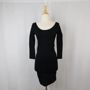 Guess Long Sleeve Scoop-Neck Bodycon Little Black Dress - Small, Black #294 - Picture 1 of 4