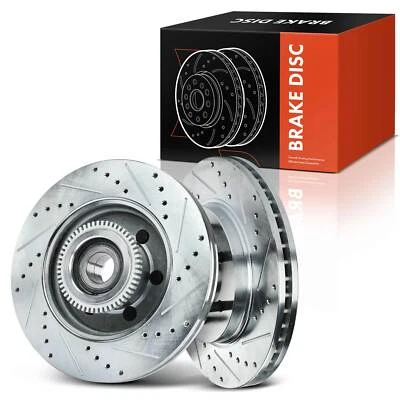 2x Rotores de freno delanteros perforados para Ford F-150 2004-2008 Lincoln Mark LT 2006-2008 Foto 1 de 4