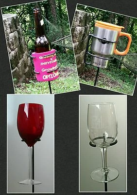 2 copas de vino al aire libre y 2 portavasos universales (cerveza, taza o taza) hechas por herrero Foto 1 de 4