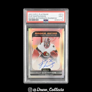 2021 UD OPC Platinum Rookie Autograph #RFG Filip Gustavsson Senators Rainbow - Picture 1 of 2