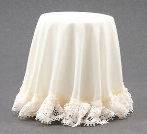 Dollhouse Miniature Skirted Table in Ivory