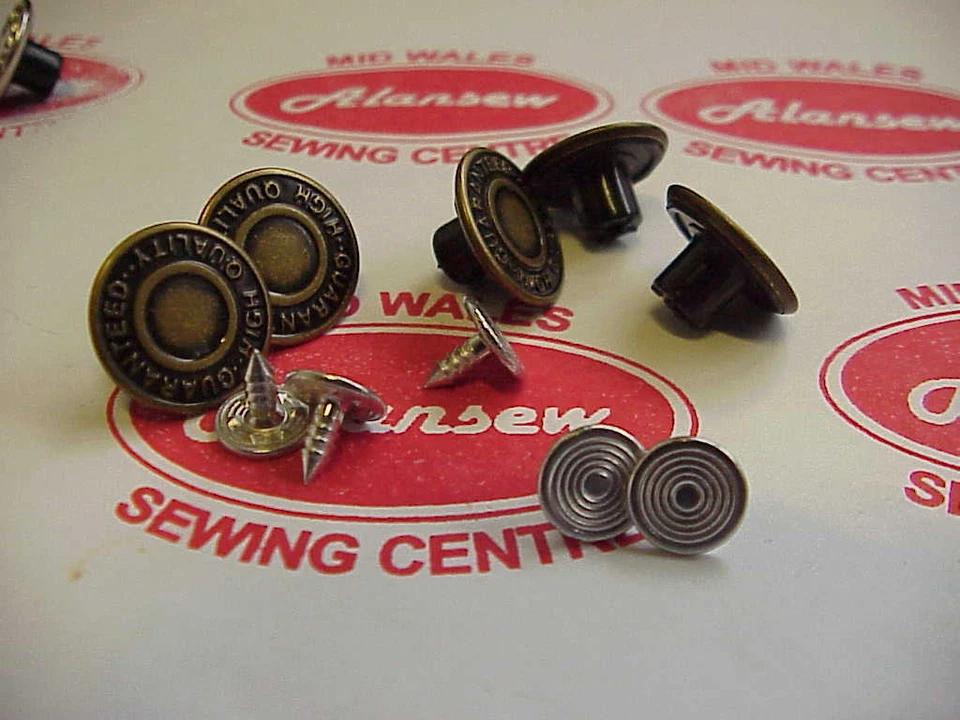 5 x 17mm REPLACEMENT SETS OF QUALITY BRONZE JEAN STUD BUTTONS - Image 1 of 1