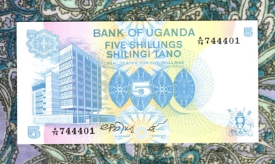 Great Historic Banknotes Uganda 1979 5 shillings P-10  UNC Lucky A/74 744401 - Image 1 of 3