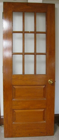 Antique 1940s door solid wood 31.75" x 84" x 1.75" with windows & hardware Cover