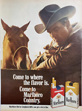 Marlboro Country Vintage 1968 Cowboy Hat Horse Magazine Print Cigarette