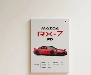 1992 Mazda RX-7 FD Poster, Classic JDM Car Print, Sports Car Wall Art, Rotary - Picture 1 of 4