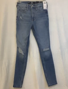 Hollister High-Rise Super Skinny Jeans Distressed Size 00s Stretch NWT - Picture 1 of 10