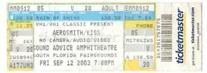 Aerosmith & Kiss ~ 2003 Konzertkarte in Florida ~ KOSTENLOSER VERSAND - Bild 1 von 1