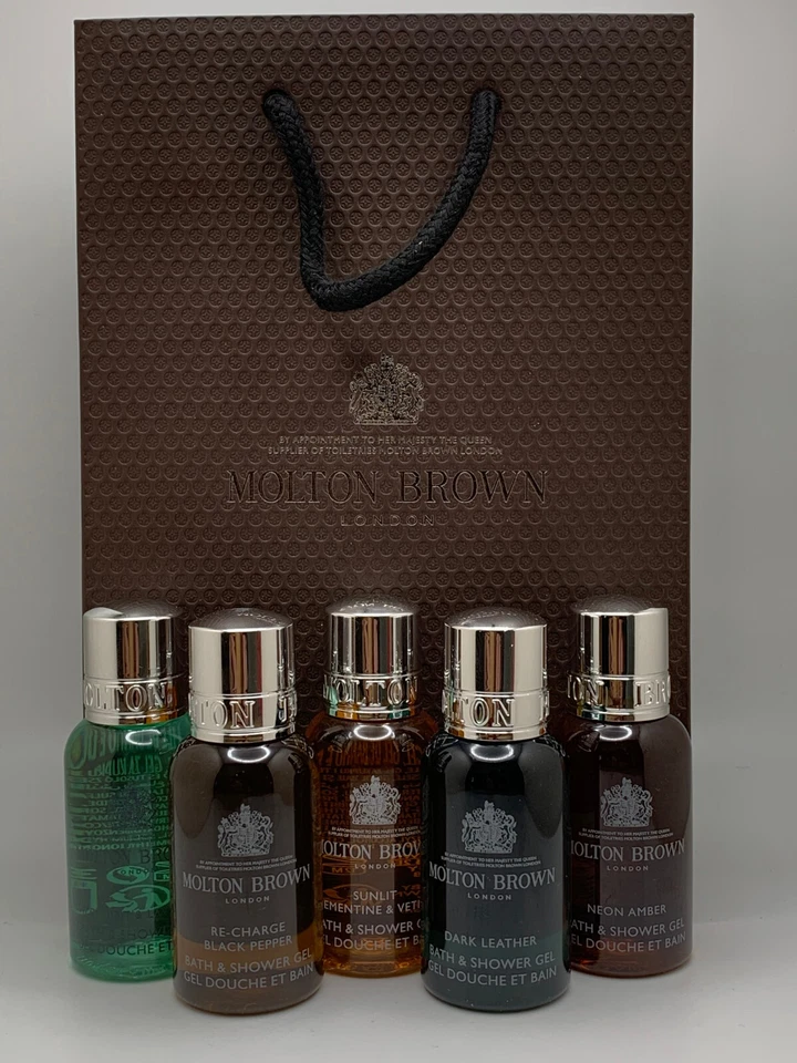 Molton Brown Men's Shower Gel Gift Set (5 x 30ml Bottles & Gift Bag) - NEW - Image 1 of 1