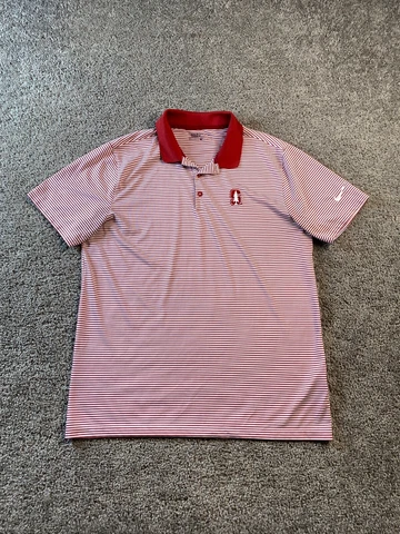 Stanford Cardinals Shirt Mens Large Red White Lightweight Polo Nike Casual FLAW Cover