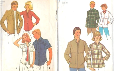 VTG Sew Pattern Men's Shirts 38-40" Western Pullover Cowboy Retro 1970s YOU PICK - Image 1 of 4