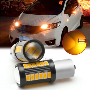 2x 1156 BA15S LED Front Turn Signal Blinker Light Bulbs 3000K Amber for Hyundai - Picture 1 of 11