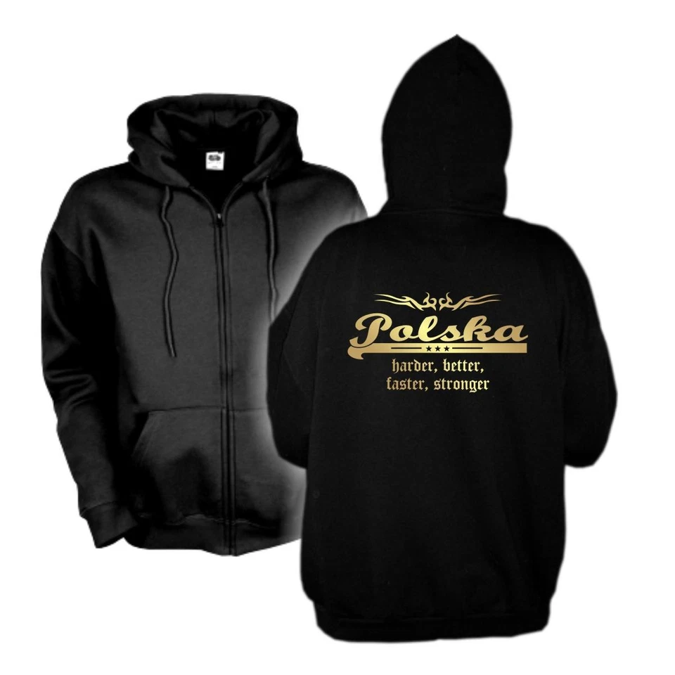 Kapuzenjacke POLEN Polska harder better faster stronger Sweatjacke (WMS07-48e) - Bild 1 von 1
