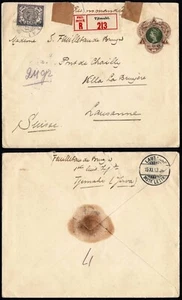 1913 Dutch East Indies Registered Cover to Switzerland–Tjimahi Java to Lausanne - Picture 1 of 3