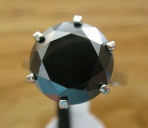 ANILLO DE DIAMANTES 100 % NEGRO 5,0 quilates, evaluación, probador de diapositivas gratis, compromiso 4,5,6,7,8,9,10 - Imagen 1 de 11