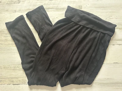 Pantalones de salón Love by GAP negros acanalados plegables cintura pequeños súper suaves #640406 Foto 1 de 4