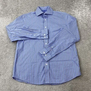 Report Collection Button Up Shirt Men's Medium Blue White Striped Cotton - Picture 1 of 9