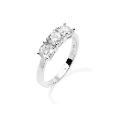 AMEN GIOIELLI ANELLO TRILOGY DONNA IN ARGENTO CON TRE ZIRCONI ANTRBB50-14 (327) - Immagine 1 di 2