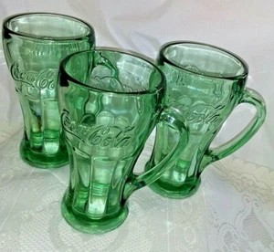 3er Set Libby Marke Coca Cola Glas Becher/Trinkglas großer Griff 12 Unzen  - Bild 1 von 9