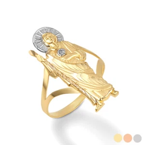 Two Tone Gold Saint Jude Patron Saint of Hope Ring (Yellow/Rose/White) - Picture 1 of 4