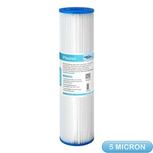 5 Micron 10"x2.5" Washable Pleated Whole House Sediment Water Filter Replacement - Picture 1 of 9
