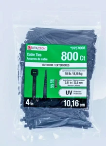 Utilitech 800 Ct. Zip Tie 4" Outdoor Cable Ties - 18 lb strength UV Protection - Bild 1 von 2