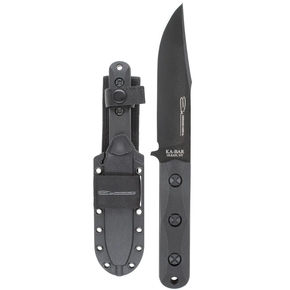 KA-BAR EK50 EK Commando Short Clip Point Fixed Blade Knife w/Sheath 4.3125"