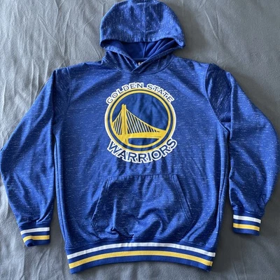 Golden State Warriors Hoodie Large Blue Pullover Sweatshirt NBA U Varsity Ribbed - Image 1 of 4