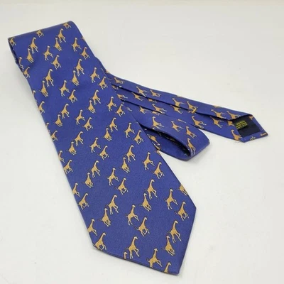 Corbata Hunting World 100 % seda con estampado de jirafa 3,5" x 56" vintage Foto 1 de 4