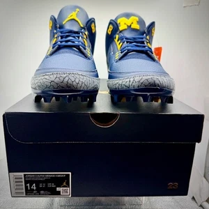Jordan 3 Alpha Menace 4 Michigan Player Edition Football Cleats Men's Size 14 - Picture 1 of 13