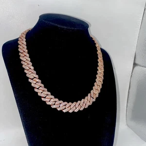 6ICE CZ Halskette 18 Karat Rosévergoldet 12,7 mm 16 Zoll - Bild 1 von 14