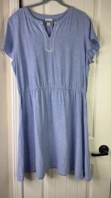 Liz Claiborne Costal Blue Linen Blend Short Sleeve Dress Womens Sz XXL - Image 1 of 4