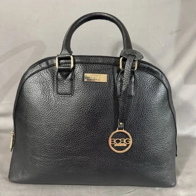 BCBG Black Pebble Satchel Handbag Top Handle Lightweight Gold Spacious - Image 1 of 4