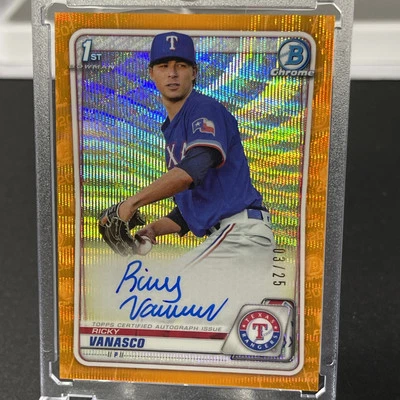 RICKY VANASCO 2020 BOWMAN CHROME ORANGE WAVE REFRACTOR RC AUTO 3/25  - Image 1 of 2