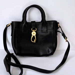 Bolso de Mano Dooney Bourke Florentino de Cuero Negro Amelie Bandolera Mango Superior Dorado - Imagen 1 de 11