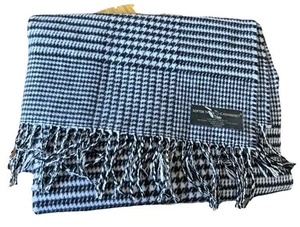 Softer Than Cashmere Black White Houndstooth Herringbone Oblong Neck Scarf Shawl - Picture 1 of 2