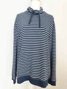 Free Assembly Damen Tunika Pullover Oberteil Gr. XL blau gestreift hoher Ausschnitt Tasche - Bild 1 von 12