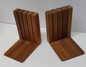 Sujetalibros MCM De Colección Madera Tablonada TECA Maciza Era Dansk Mediados de Siglo - Imagen 1 de 6