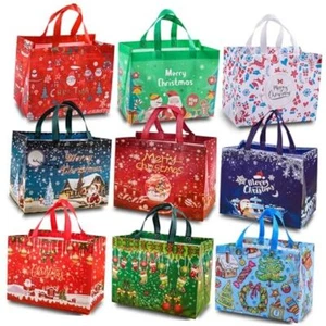 9Pcs Christmas Gift Bags, Christmas Tote Bags with Handles, Reusable Non-Woven - Picture 1 of 8