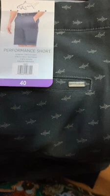 NEW GREG NORMAN PERFORMANCE GOLF SHORTS STRETCH -9" SHARK Black 40 - Image 1 of 4