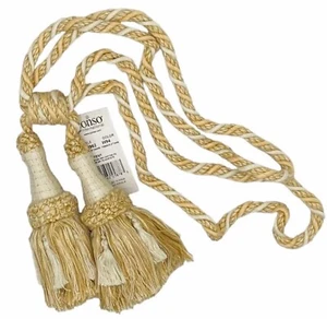 Conso Empress 22962 W94 VANILLA YELLOW PEACH 6" Double Tassel Drapery Tieback - Picture 1 of 4