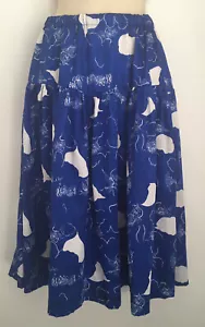 UE Womens Skirt vintage Retro 80's Ladies Blue Floral A-line size Small Aus made - Picture 1 of 11